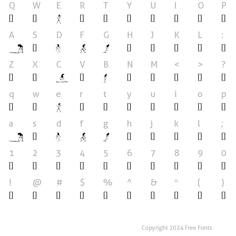 Character Map of KR Crazy Crow Regular