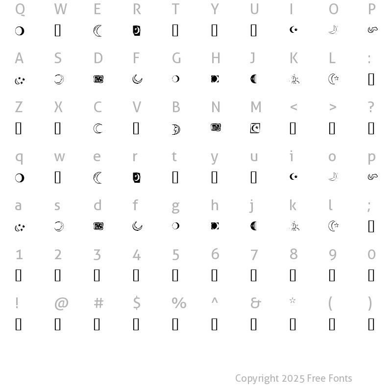 Character Map of KR Crescent Moons Regular