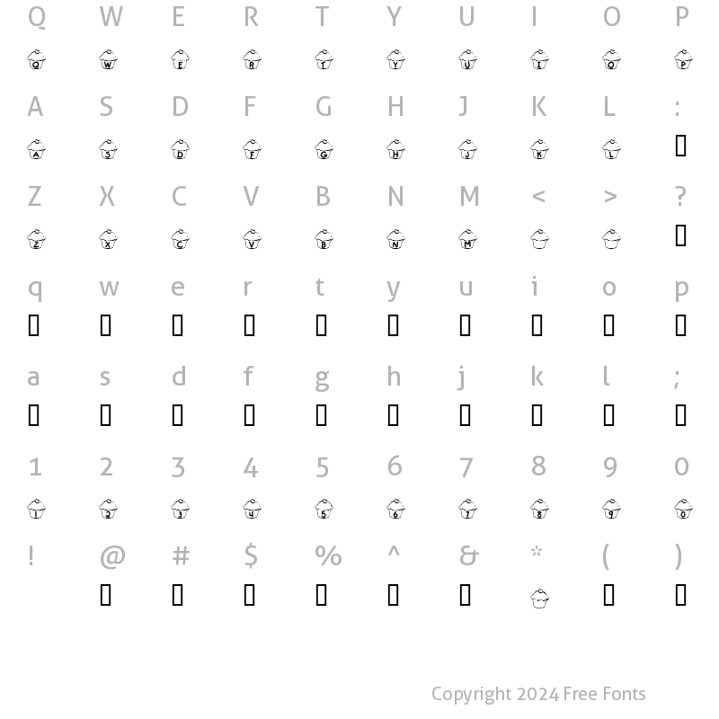 Character Map of KR Cupcake Regular