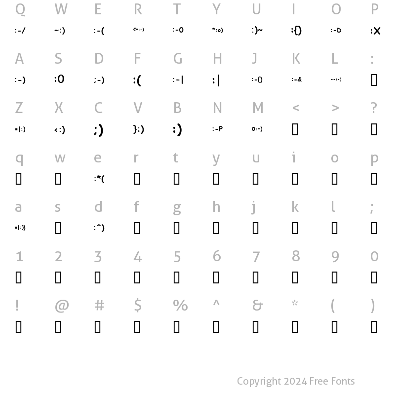 Character Map of KR Deb's Emoticons Regular