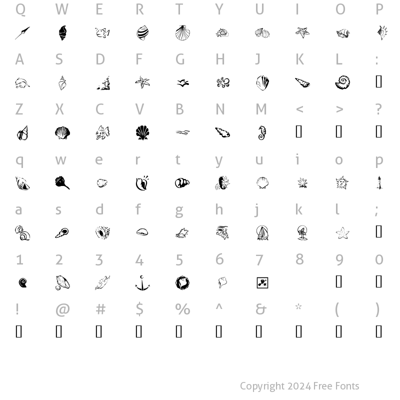 Character Map of KR Down By The Sea Regular