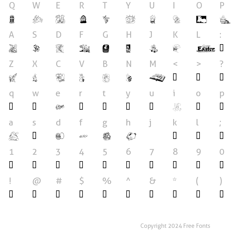 Character Map of KR Easter 2003 Regular