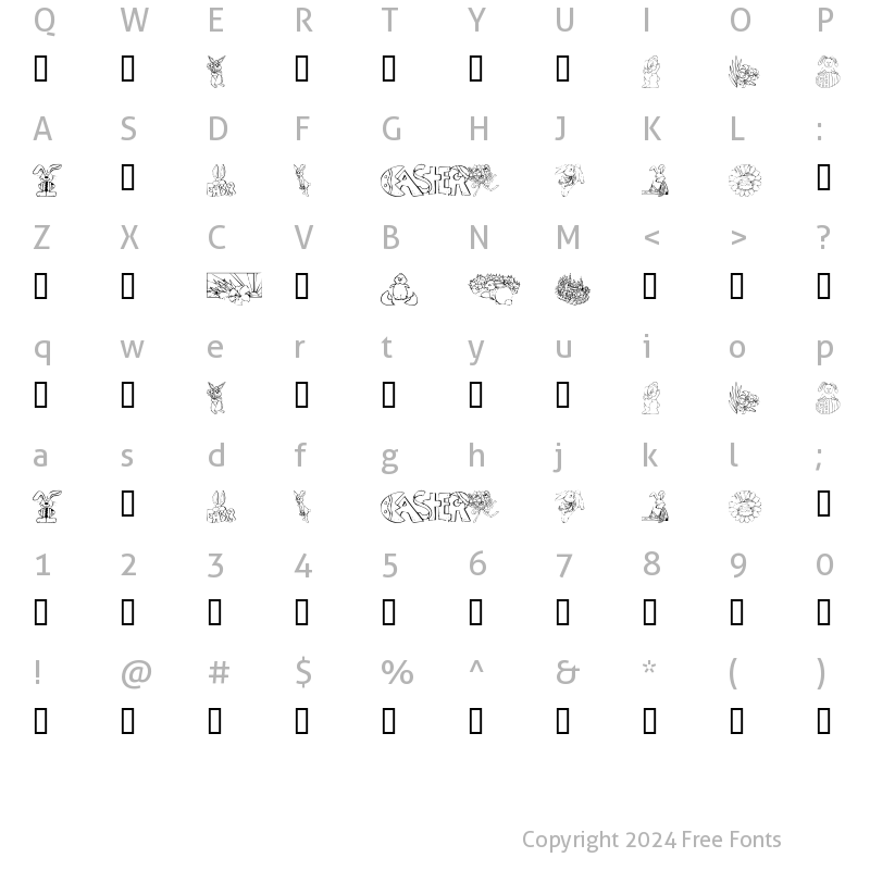 Character Map of KR Easter No 2 Regular