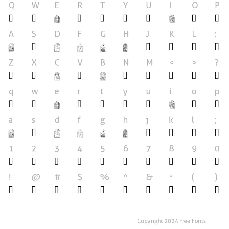 Character Map of KR Easter Windows Regular