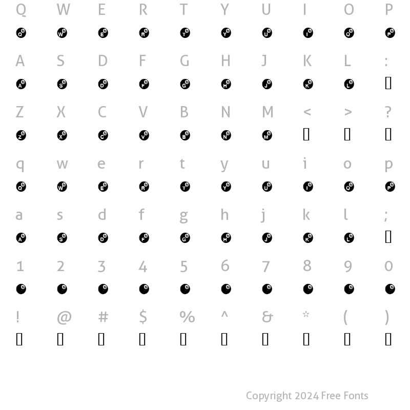 Character Map of KR Eight Ball Regular