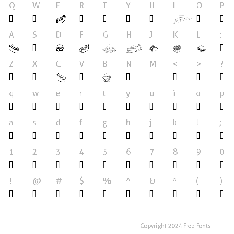 Character Map of KR Fast Food Regular