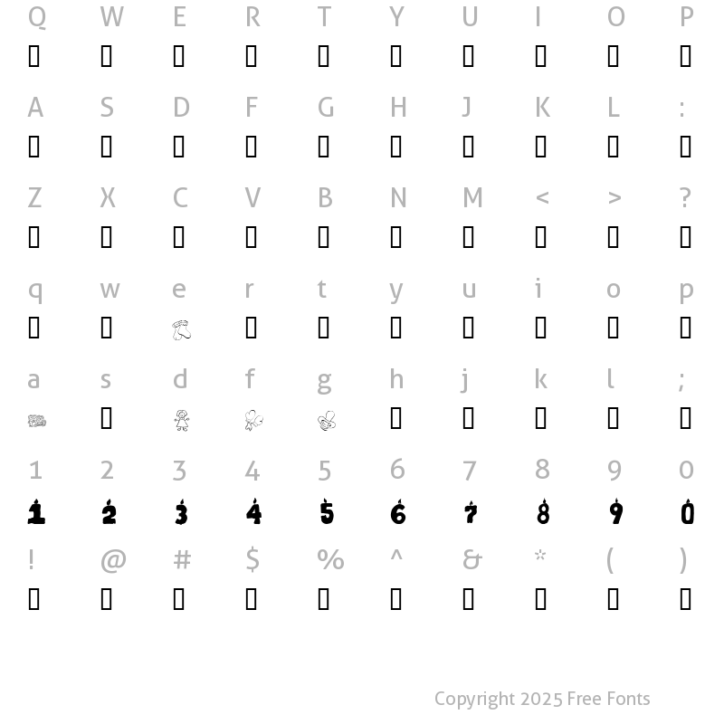 Character Map of KR First Years Dings Regular