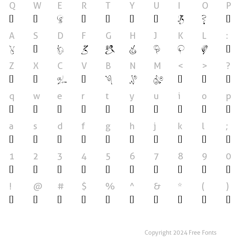 Character Map of KR Fleur Flair 6 Regular