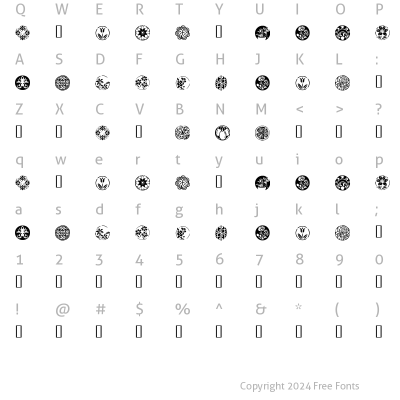 Character Map of KR Fleurish Circle Regular