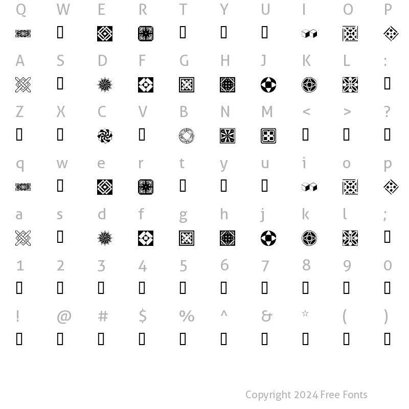 Character Map of KR Fleurish Deco Regular