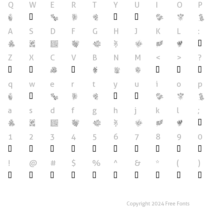 Character Map of KR Floral Color Me Regular