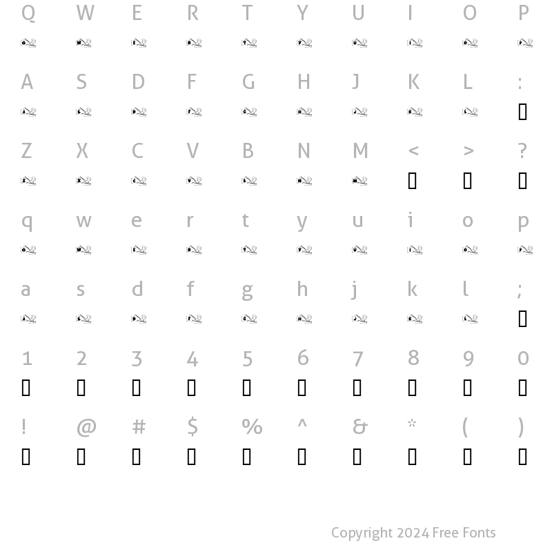 Character Map of KR Font Fishin Regular