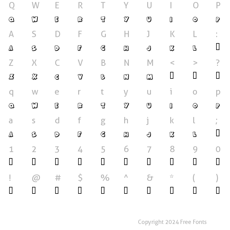 Character Map of KR Frosted Cake Regular