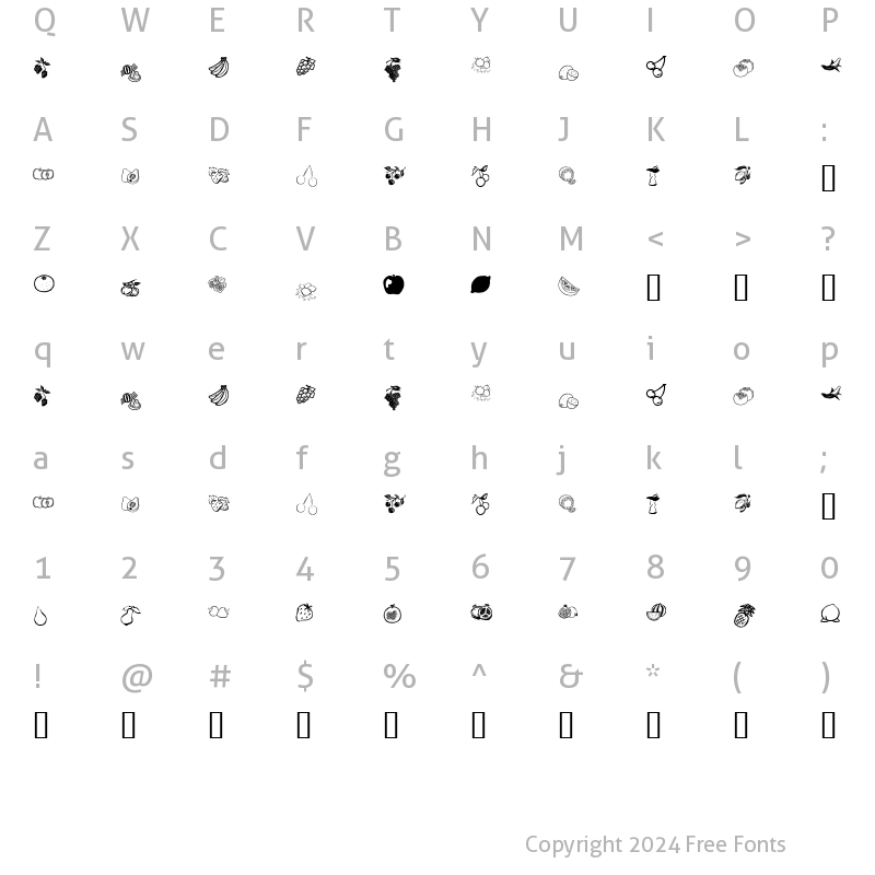 Character Map of KR Fruitsy Regular