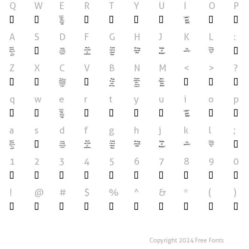 Character Map of KR Gardenz Regular