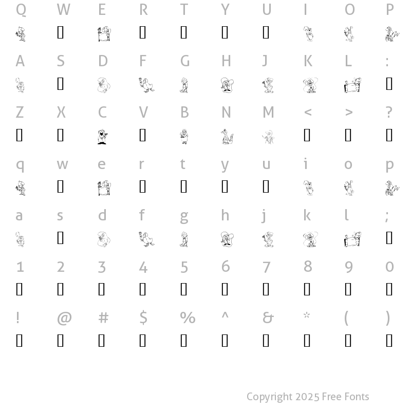 Character Map of KR Get Well Dings Regular