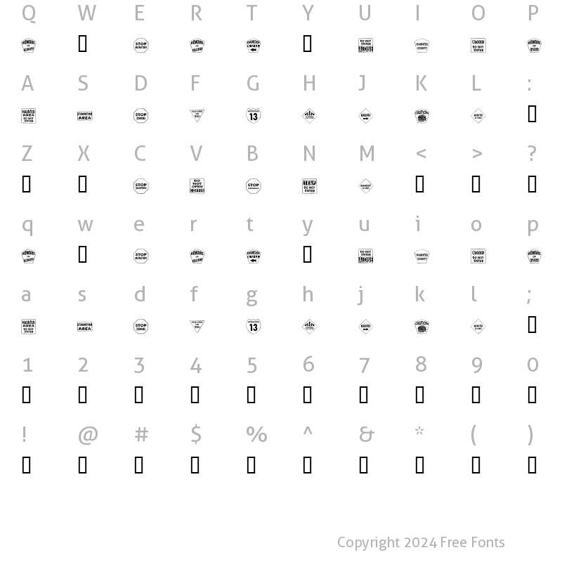 Character Map of KR Halloween Signs One Regular