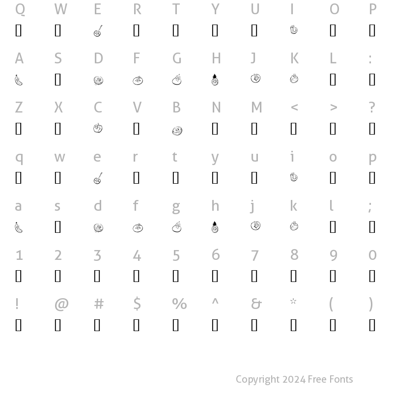 Character Map of KR Happy Fruit Regular