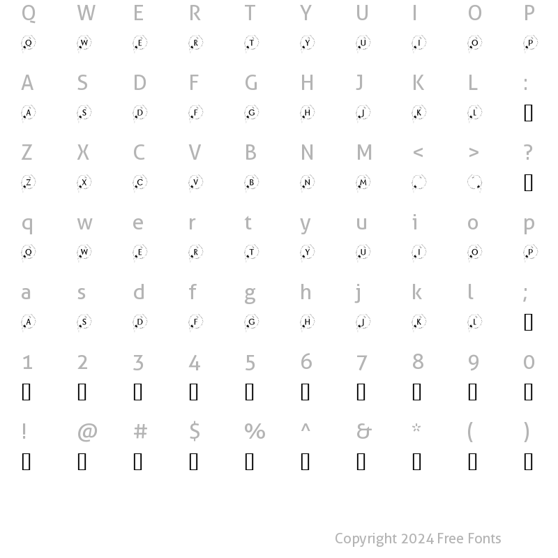 Character Map of KR Happy New Year 2002 Regular