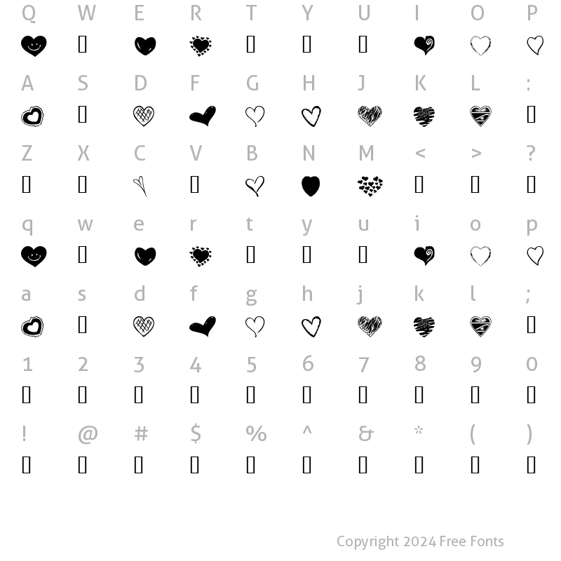 Character Map of KR Heartalicious Regular