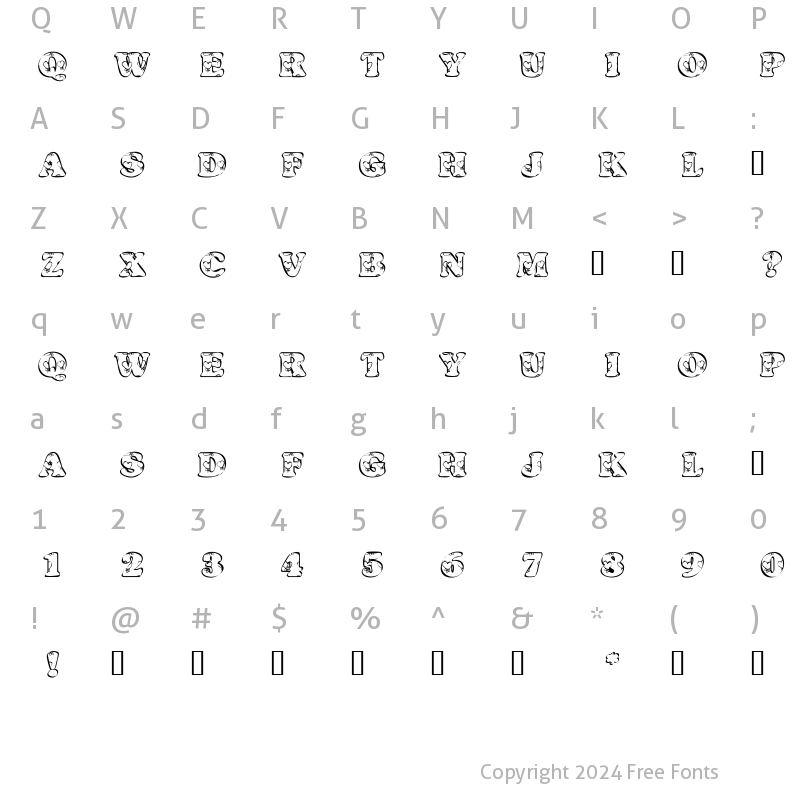 Character Map of KR Heartfilled Regular