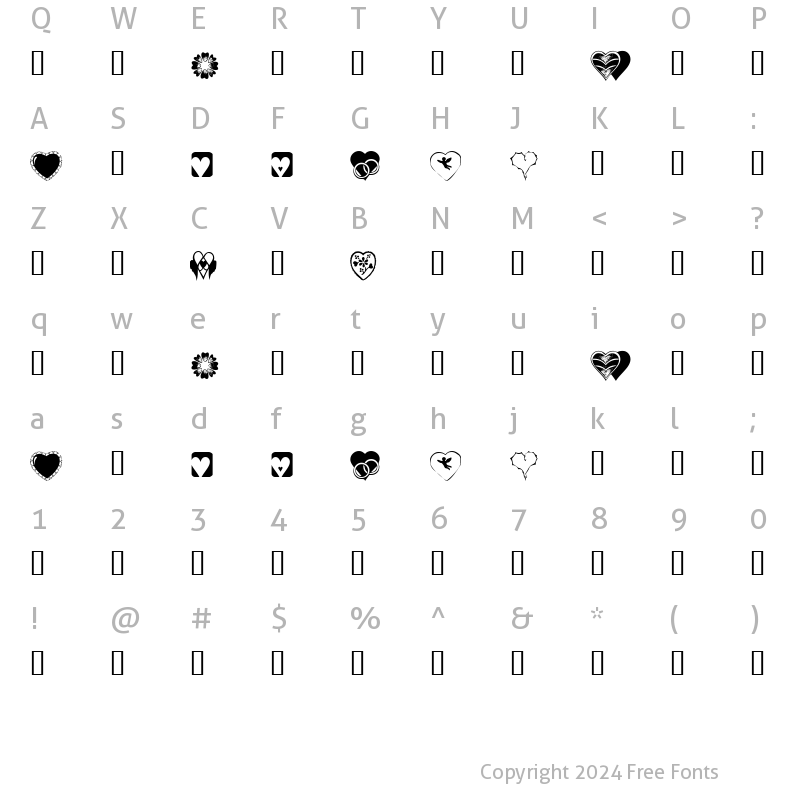 Character Map of KR Heartiness Regular