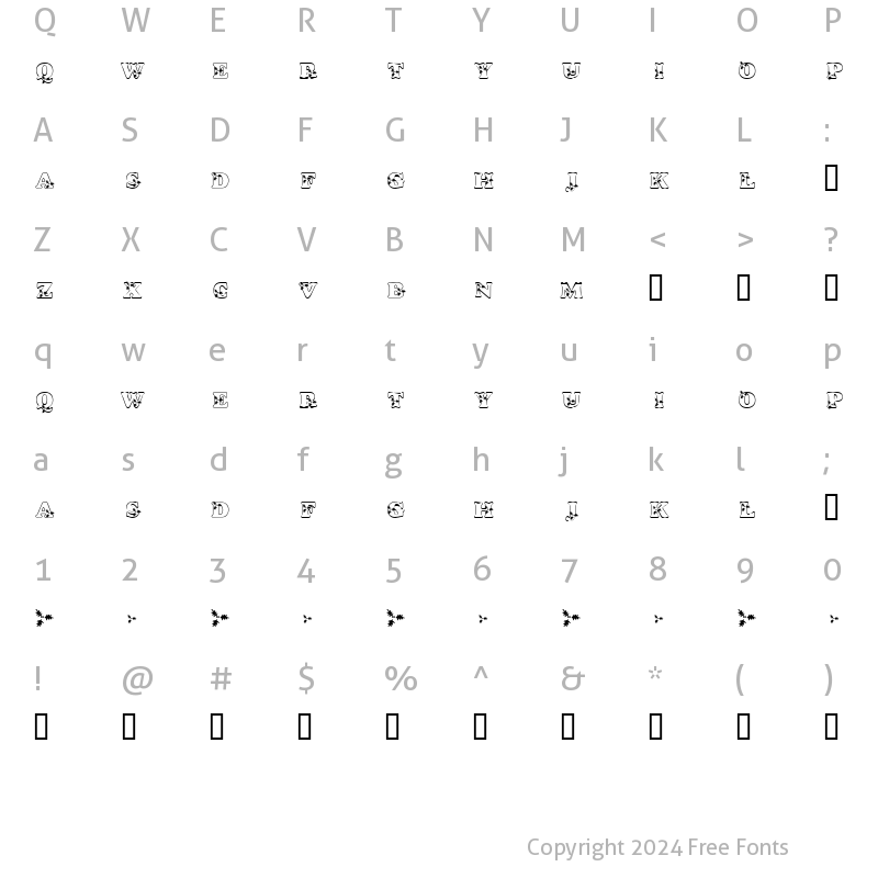 Character Map of KR Holly Regular