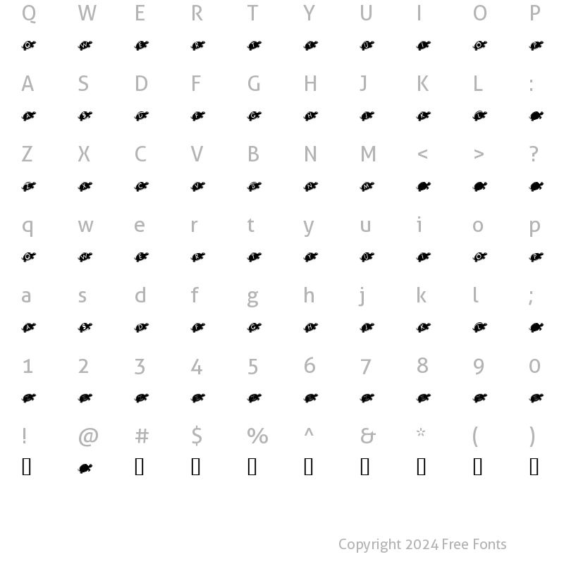 Character Map of KR Julies Turtle Rescue Regular