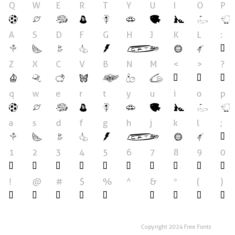 Character Map of KR Katlings Eight Regular