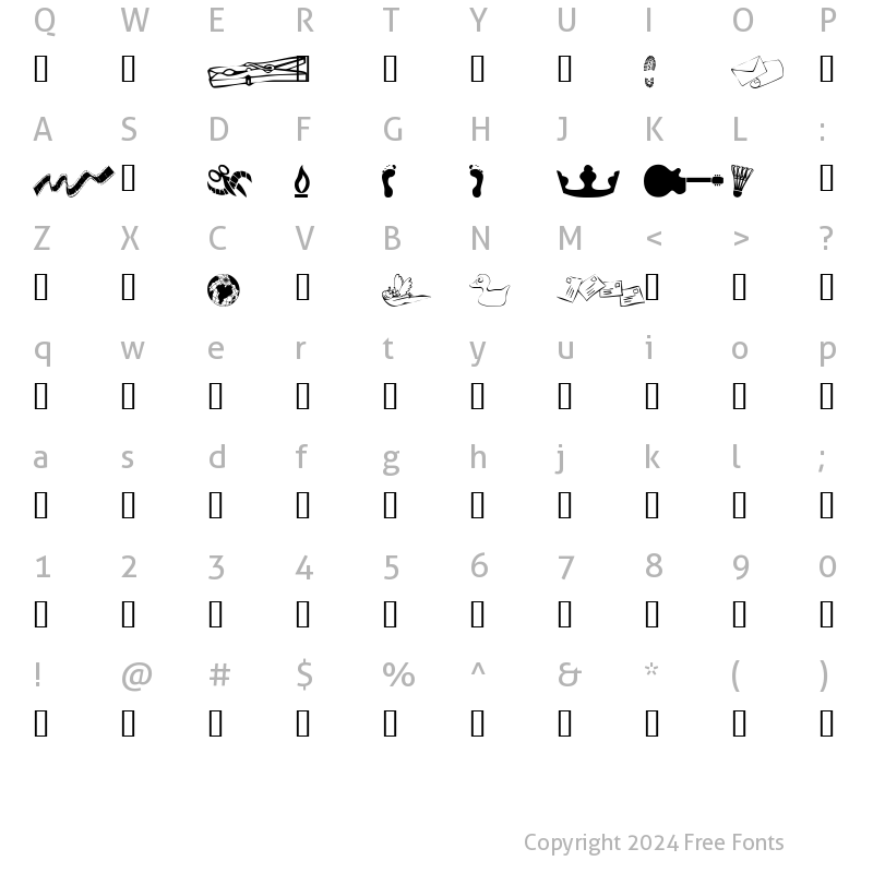 Character Map of KR Katlings Eleven Regular