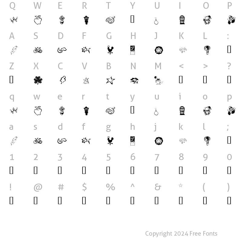 Character Map of KR Katlings Four Regular