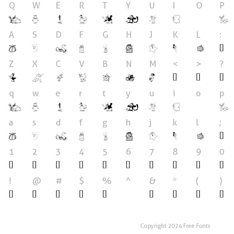 Character Map of KR Katlings Nine Regular