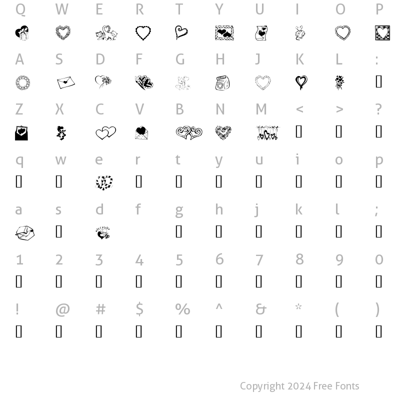 Character Map of KR Kat's Got A New Valentine Regular