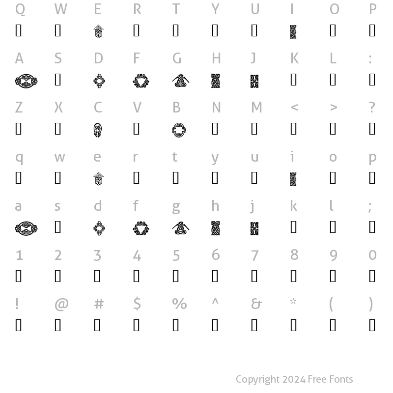 Character Map of KR Keltic Five Regular