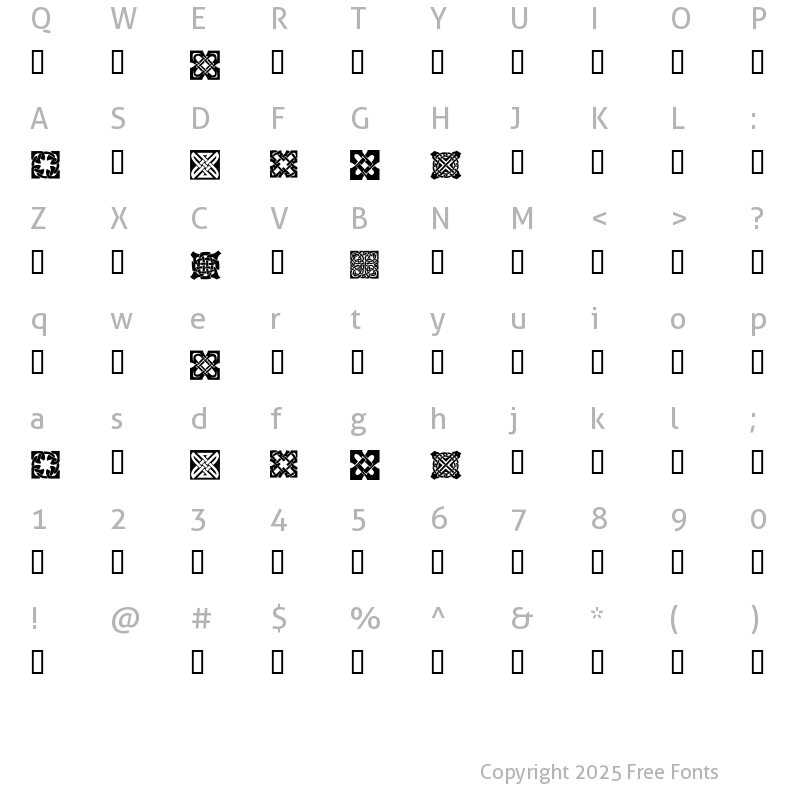 Character Map of KR Keltic Two Regular