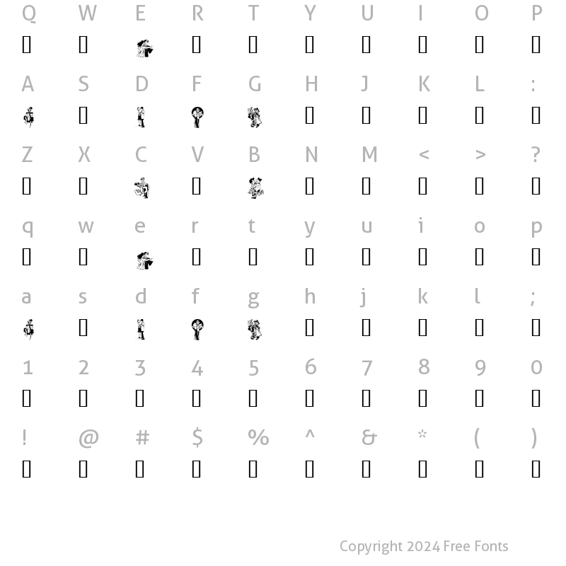 Character Map of KR Kick Up Your Heels Regular