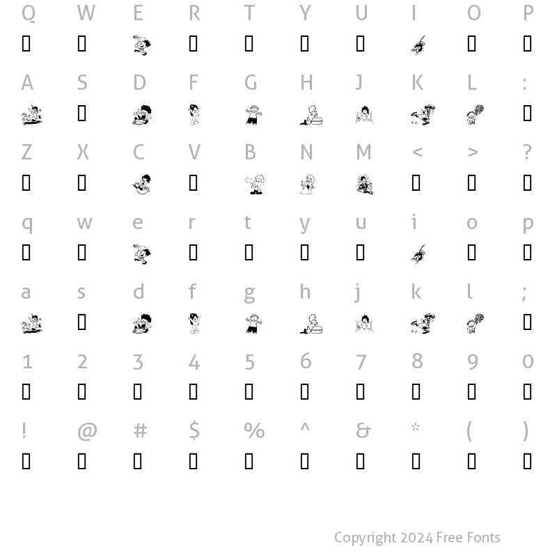 Character Map of KR Kidlets Regular