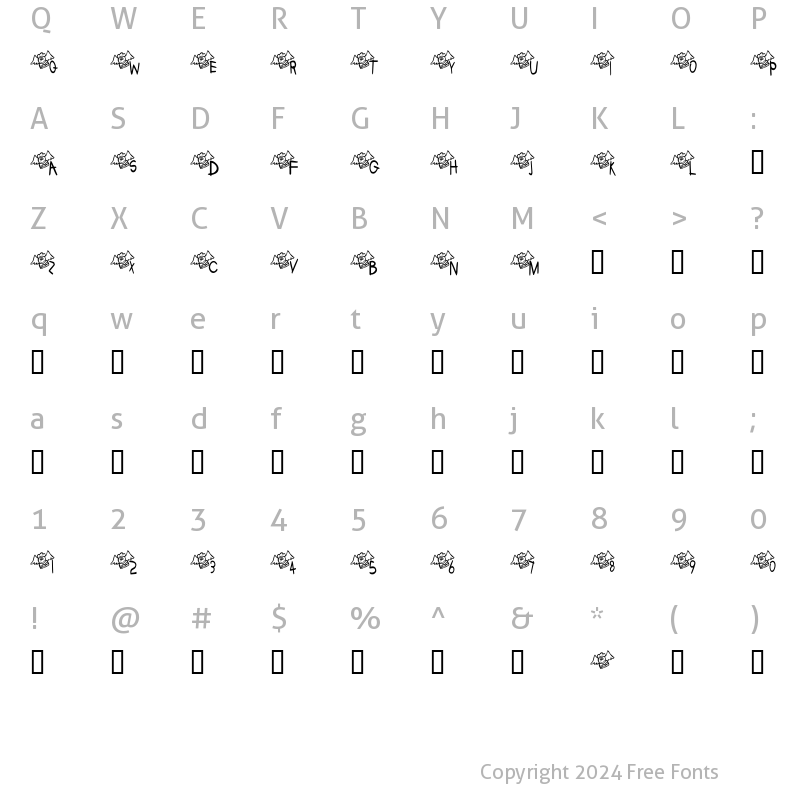 Character Map of KR Lil Angel Regular