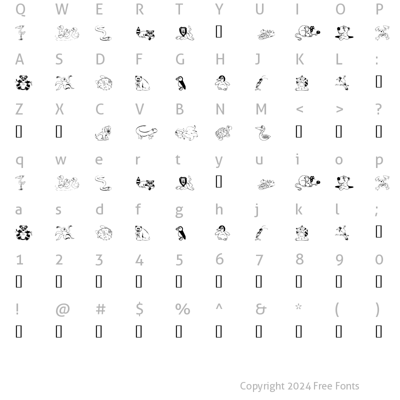 Character Map of KR Lil Buddies Regular