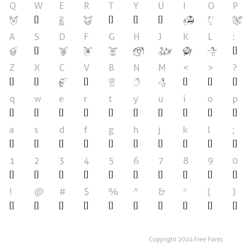 Character Map of KR Lil Mites Regular