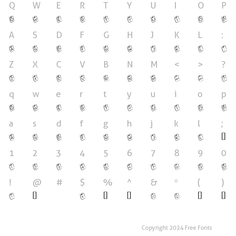 Character Map of KR Lil Note Regular