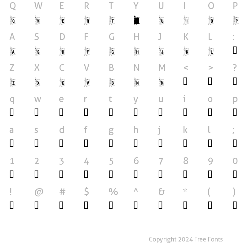 Character Map of KR Lincoln Regular