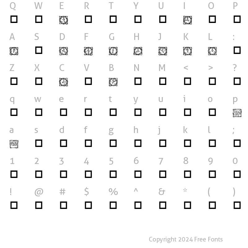 Character Map of KR Lotsa Time Dings Regular