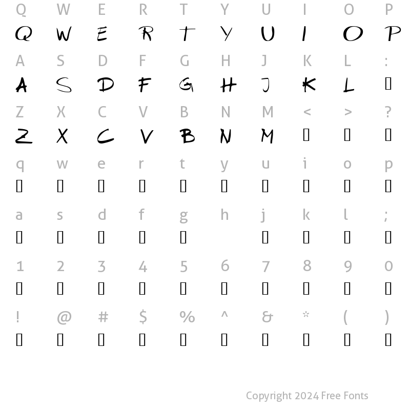 Character Map of KR Marker Thin Regular