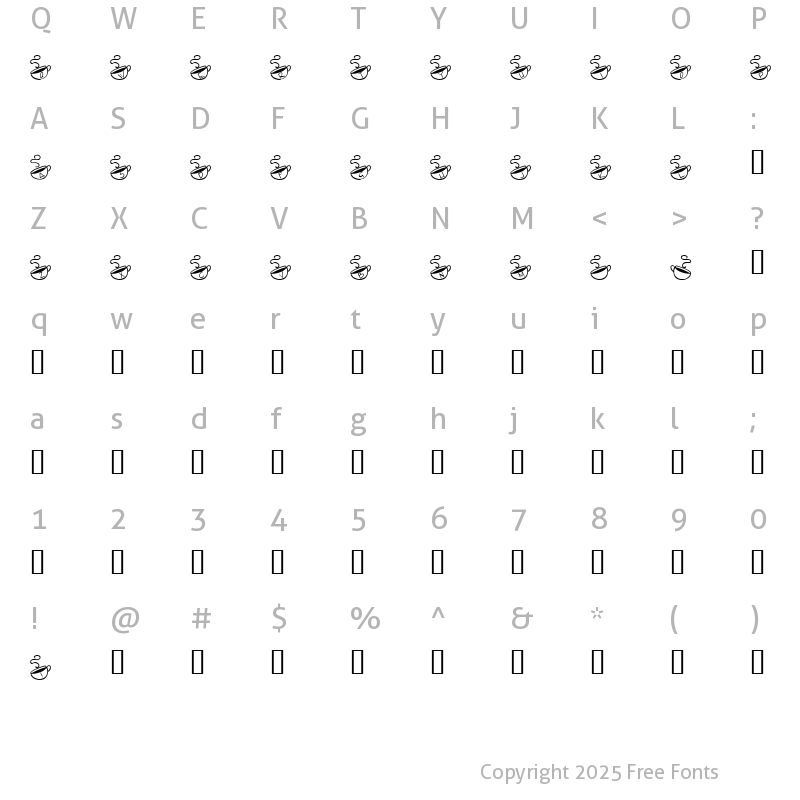 Character Map of KR Morning Must! Regular