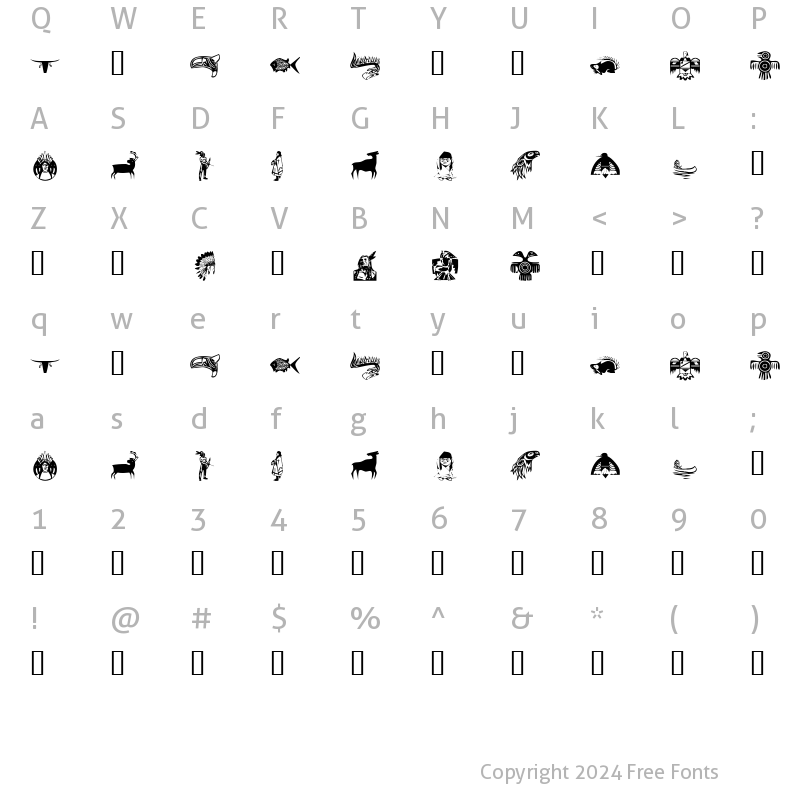 Character Map of KR NA Dings Regular