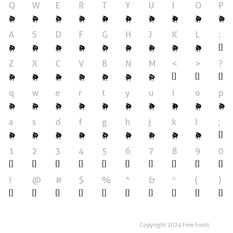 Character Map of KR Native Regular