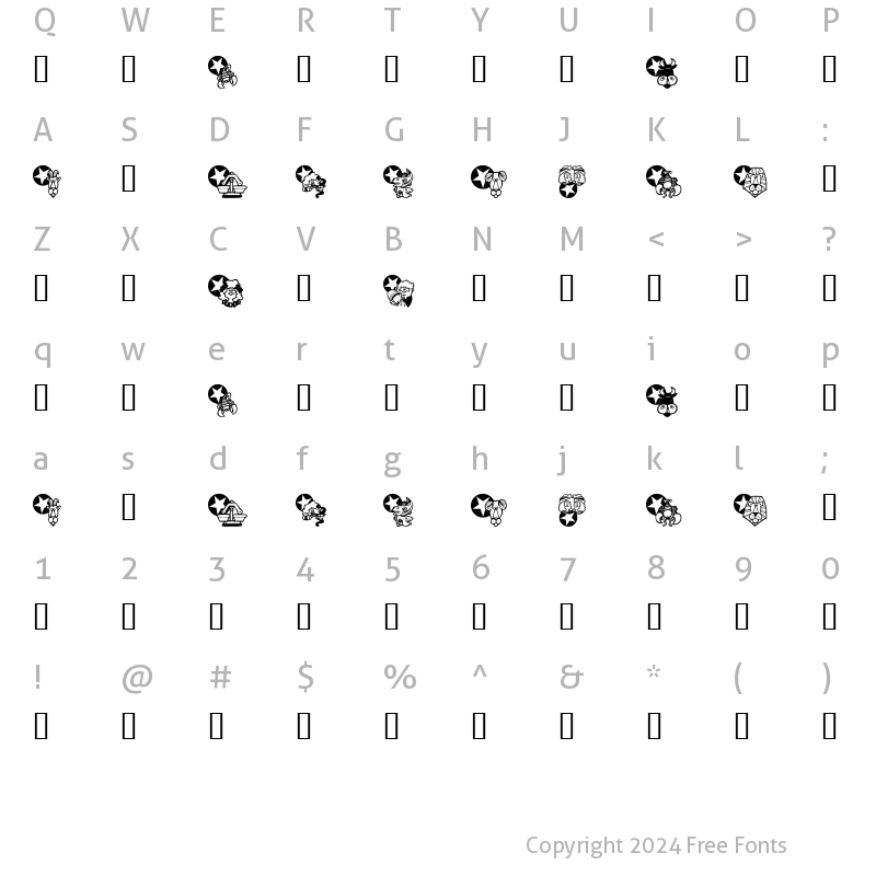 Character Map of KR New Astro Regular