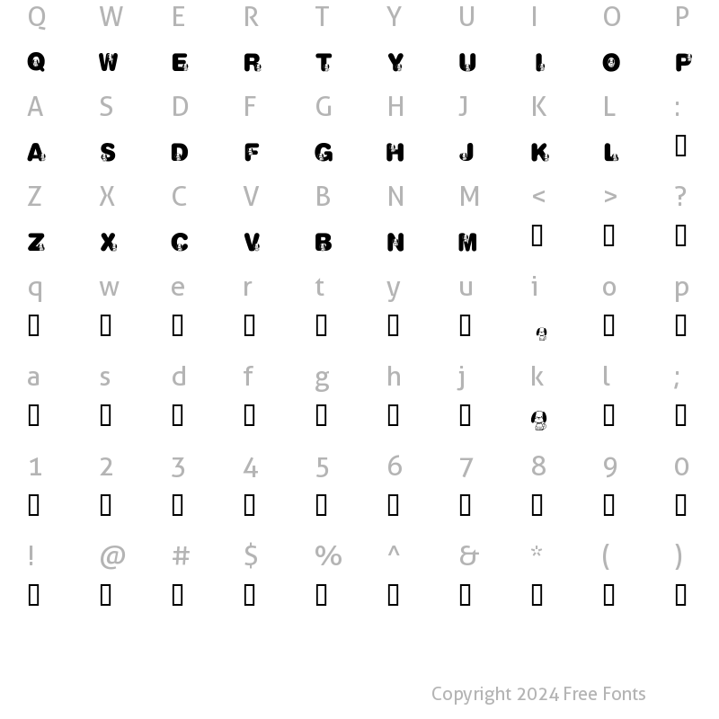 Character Map of KR Nick's Puppy 1 Regular