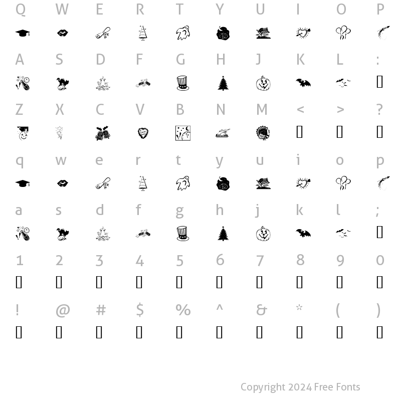 Character Map of KR Pick A Holiday Regular